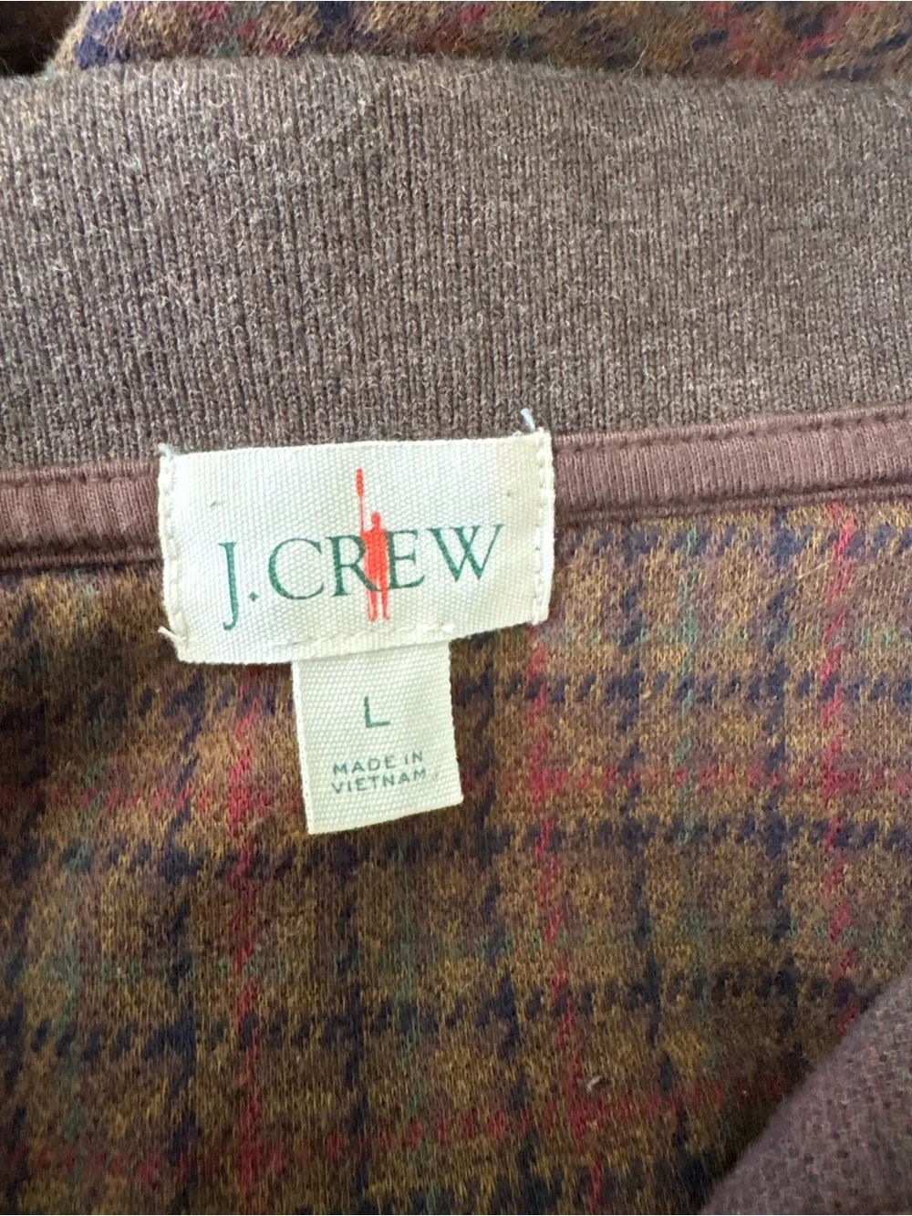 J.Crew Long-Sleeve Polo Shirt in Brown Plaid